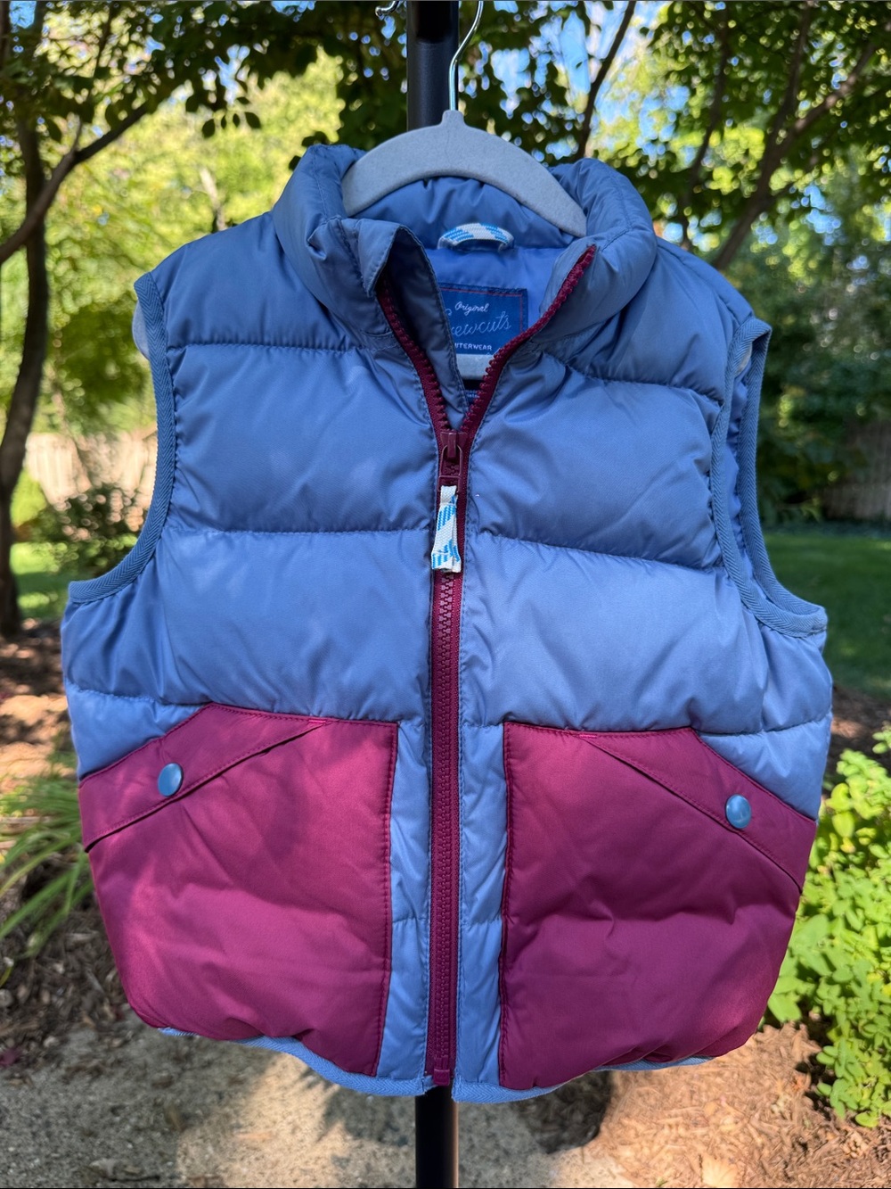 J. Crew crewcuts Children's Two-Tone Puffer Vest - Blue & Burgundy